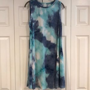 Flowy tye-dye dress. Blue/ green. Size med.